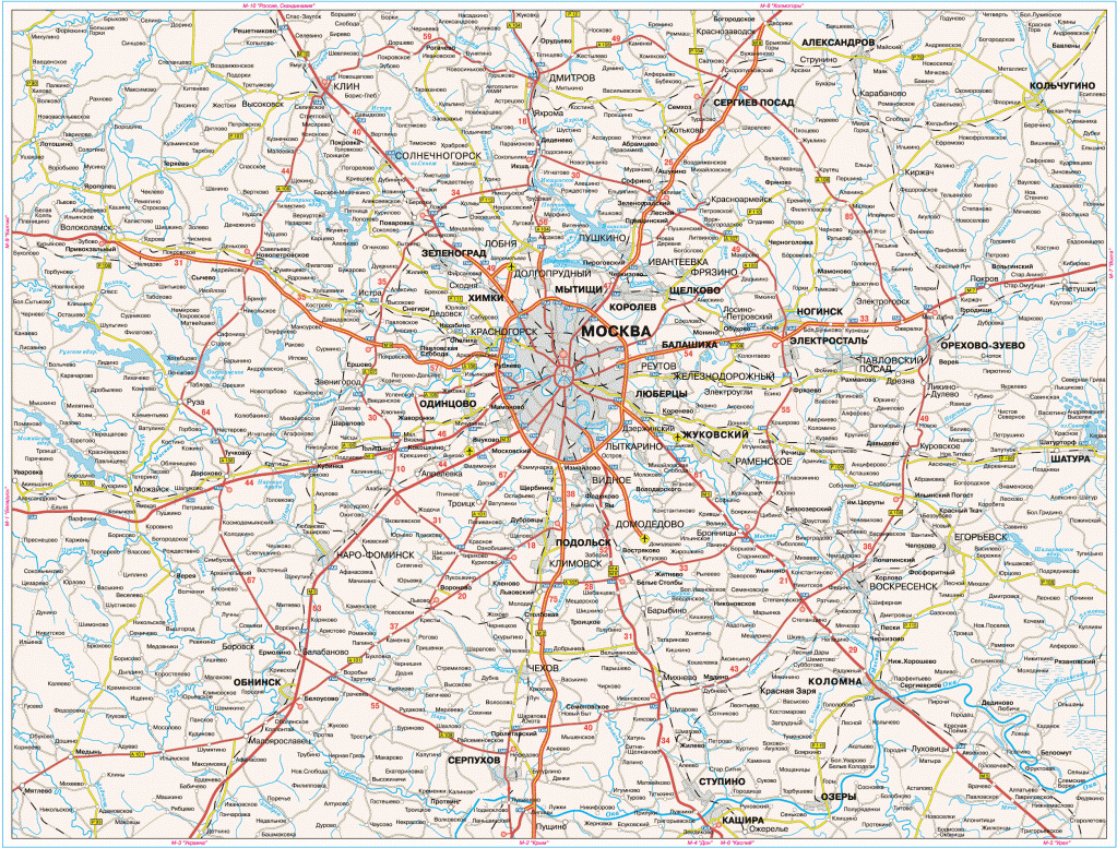 Карта моск обл с городами