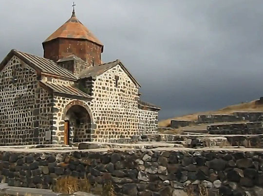 Монастырь на побережье озера Севан