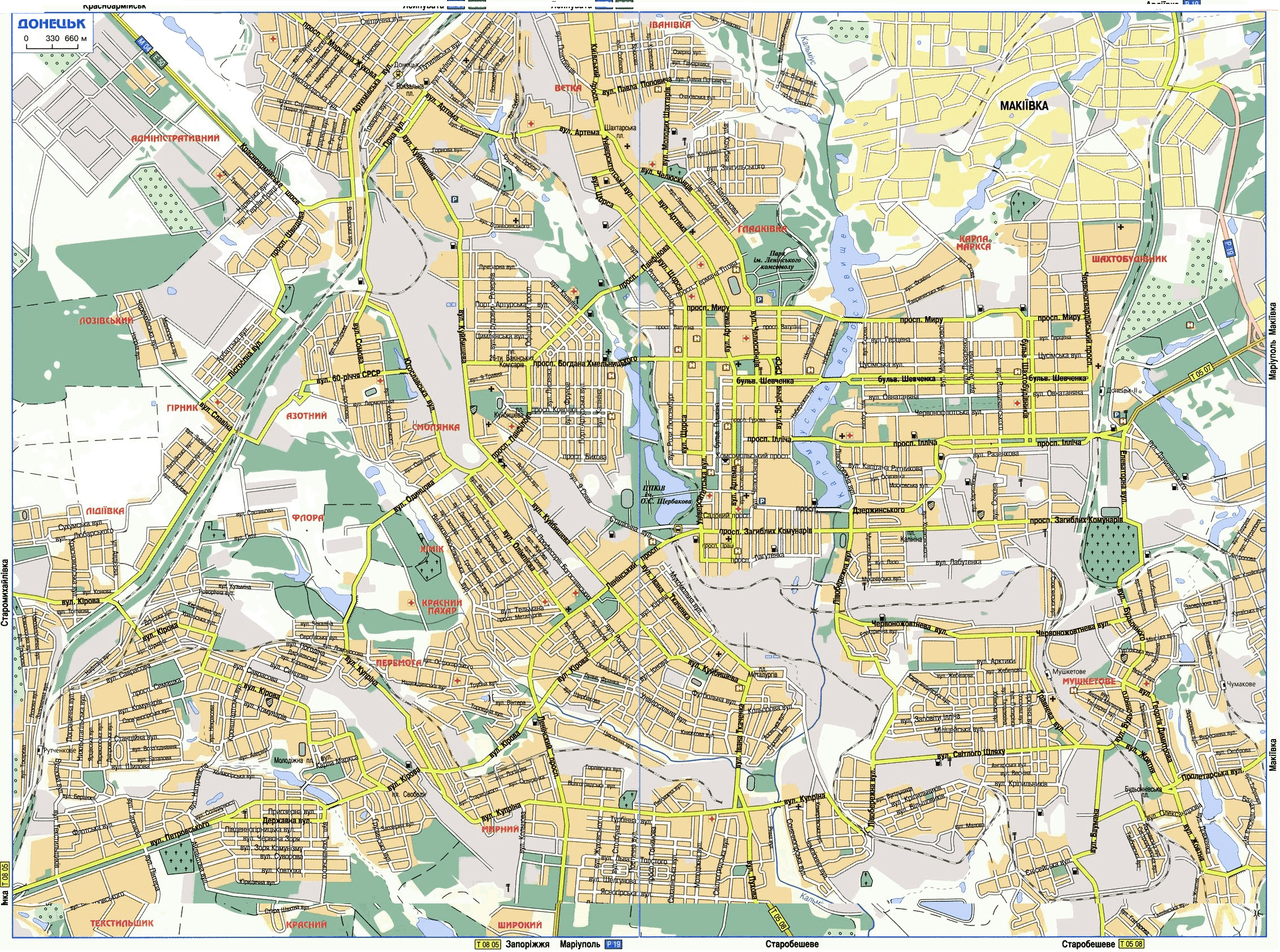 Карта Донецка с улицами