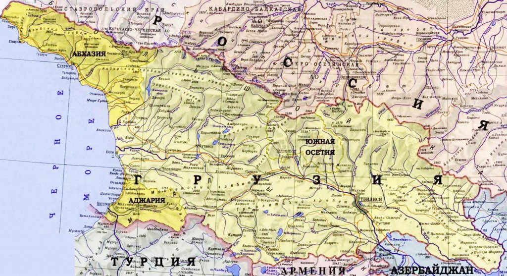 Физическая карта грузии на русском