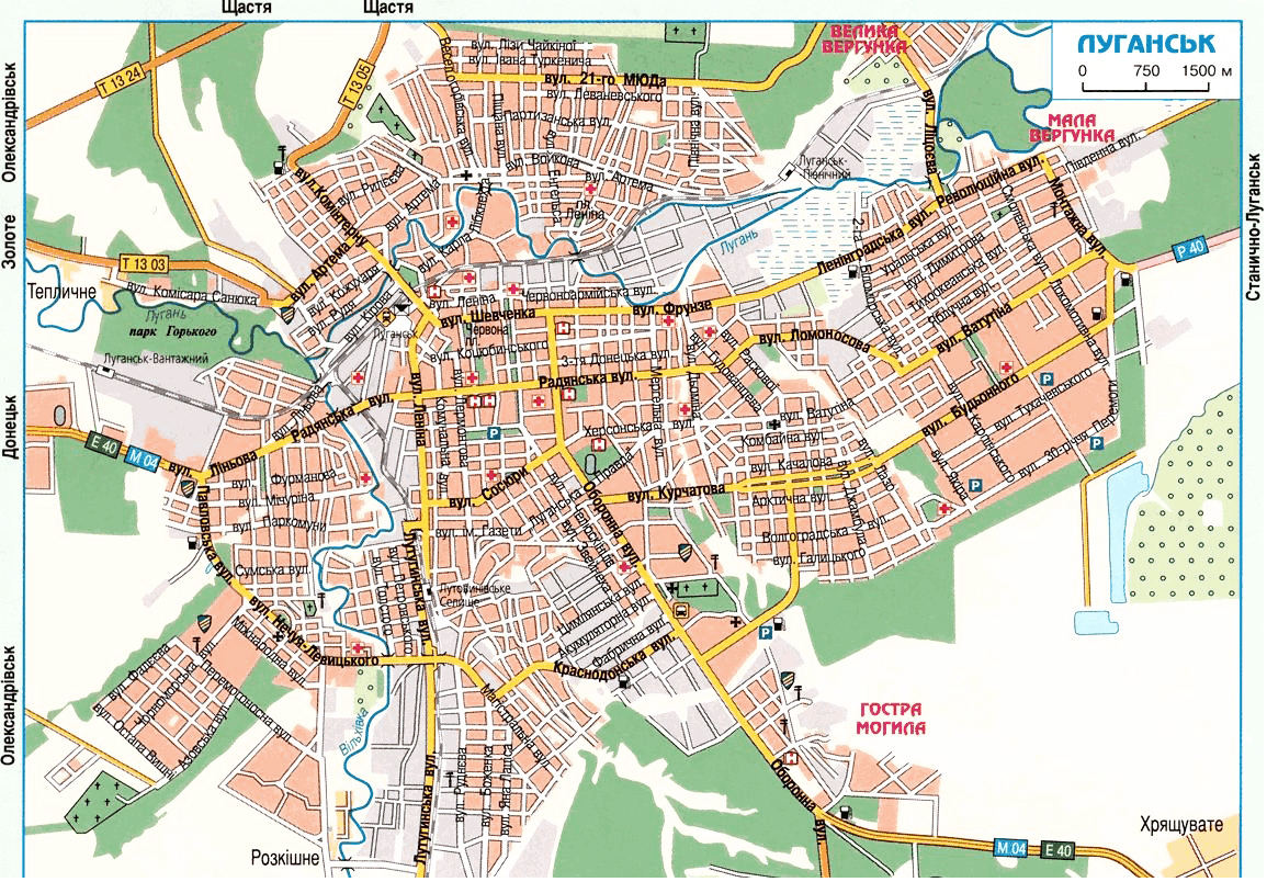 Карта Луганска с улицами