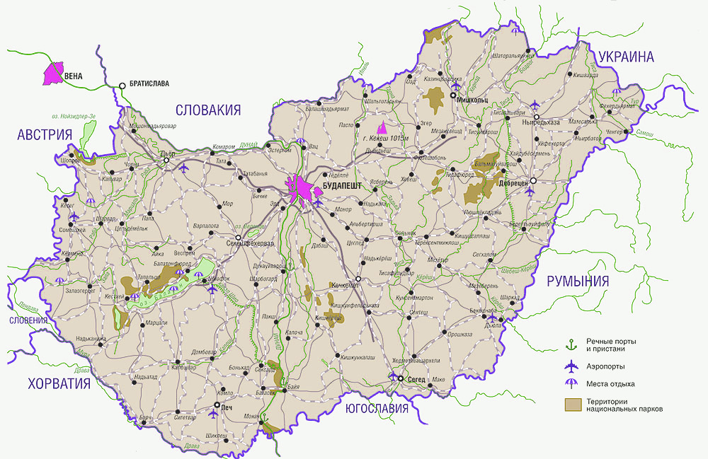 Карта Венгрии на русском языке